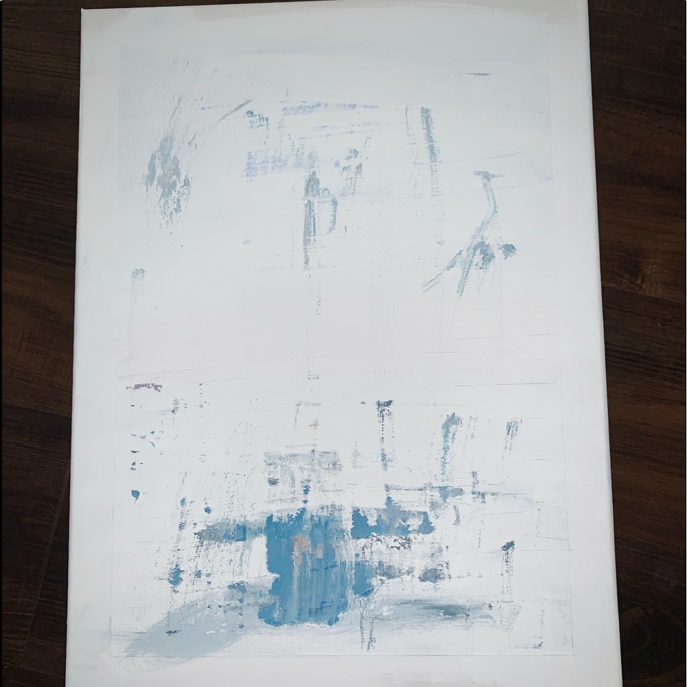 Abstract blue and white hand painting